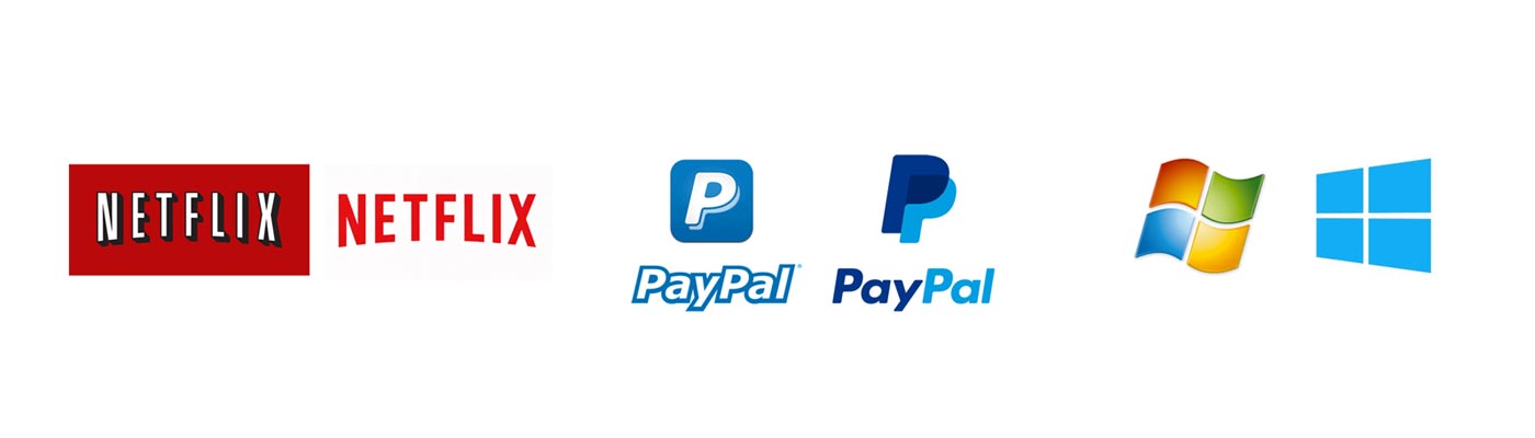 Netflix logo,PayPal logo,微軟logo